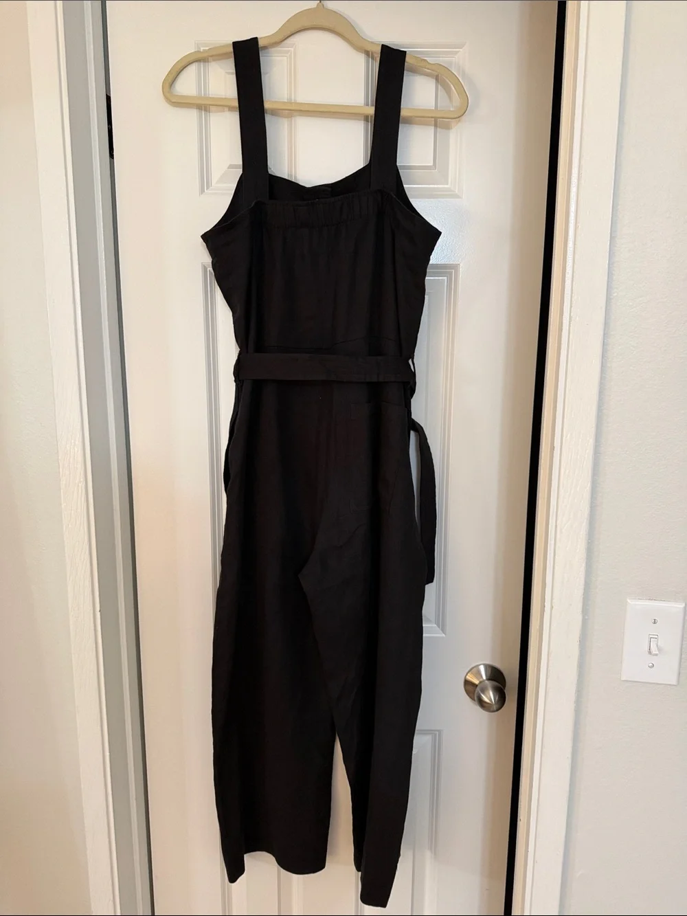 Everlane Black Button-Front Linen Jumpsuit